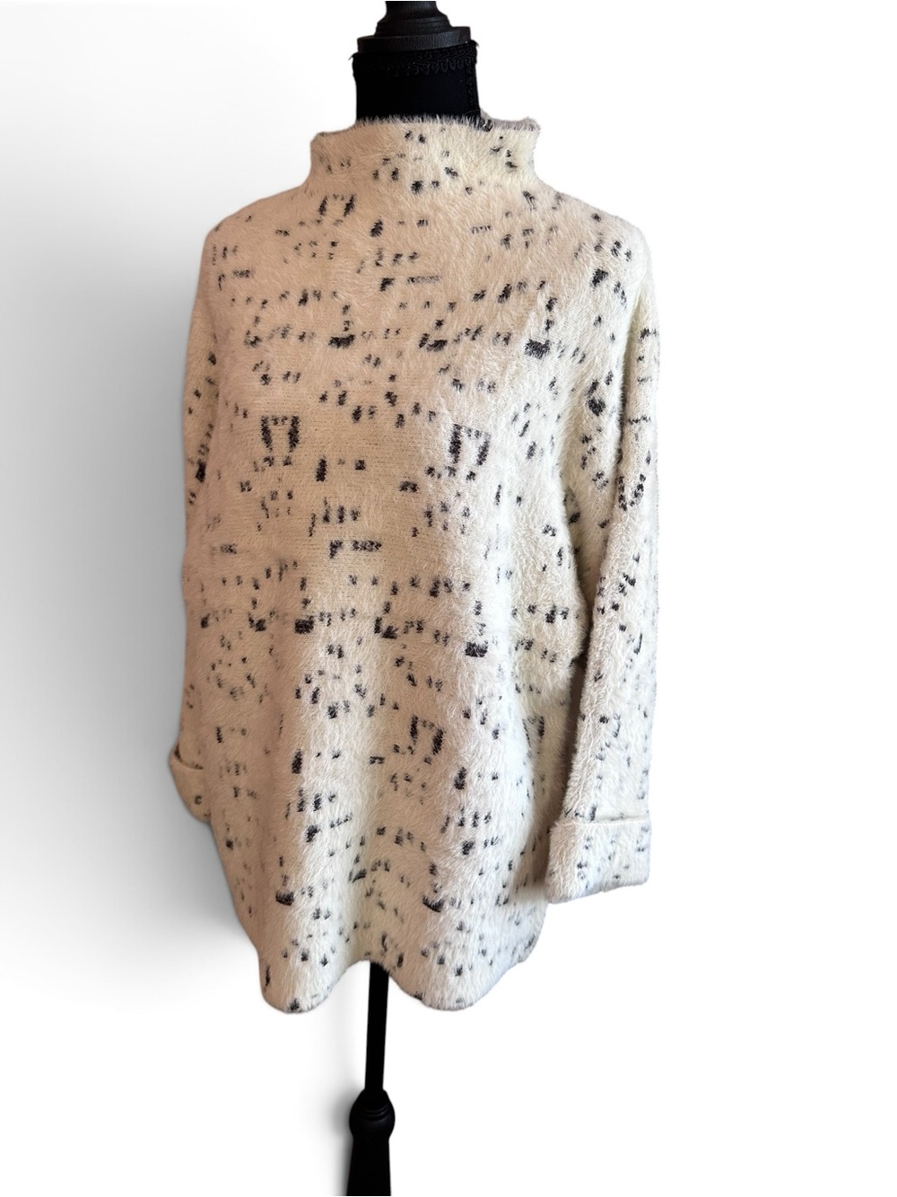 World Market Cream Speckled Turtleneck Sweater